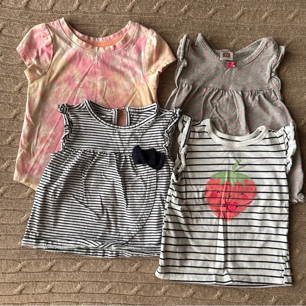 EUC Carter’s 4pc Baby Girl Tops Bundle, Pinks & Neutrals, 18 Months